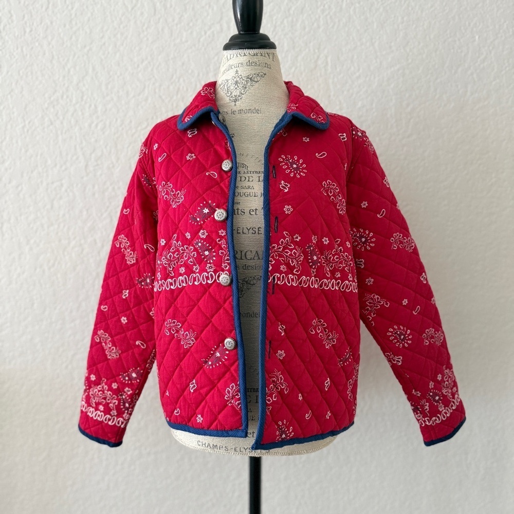 Vintage Women's Quilted Red reversible Jacket with Floral Design size medium - Picture 1 of 13